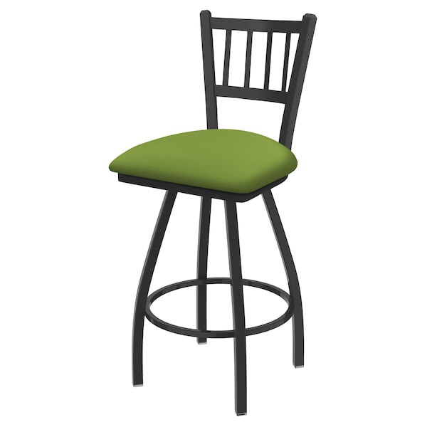 36" Swivel Bar Stool, Pewter Finish, Canter Kiwi Green Seat